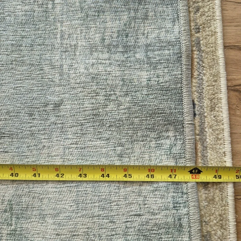 Ruggable Linear Ombre Teal Sage Abstract Area Rug Cover 4x6 Washable